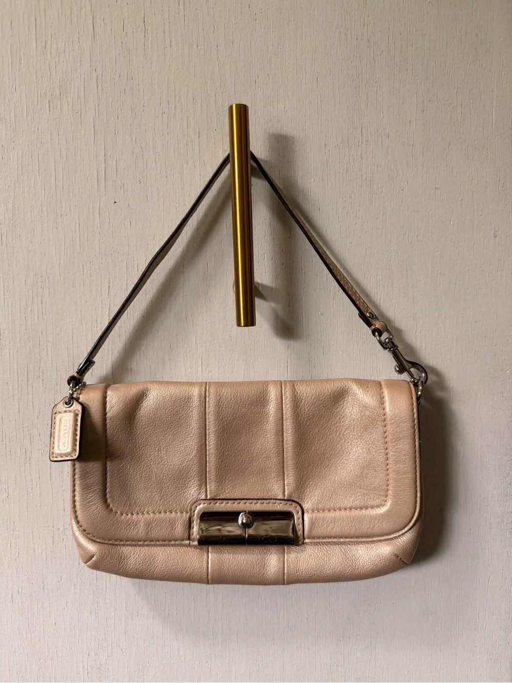 Coach Small Pebbled Leather Clutch in Blush